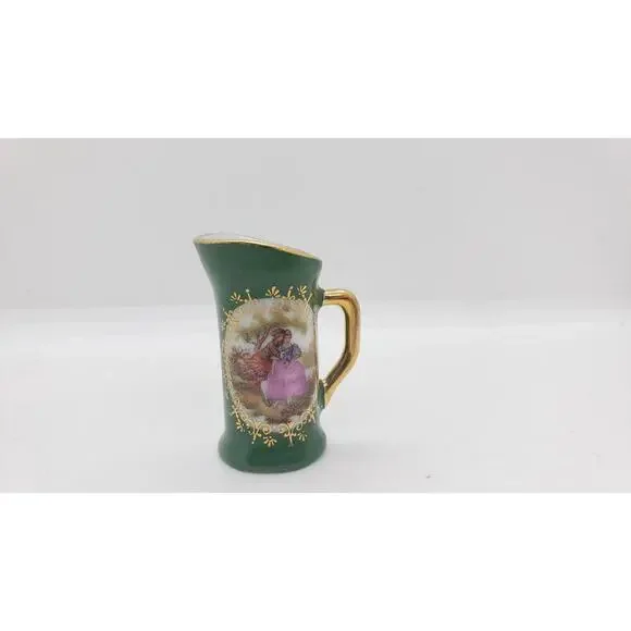 Vintage Limoges Miniature Pitcher Porcelain with 24k Gold Trim Courting Couple - Picture 4 of 10